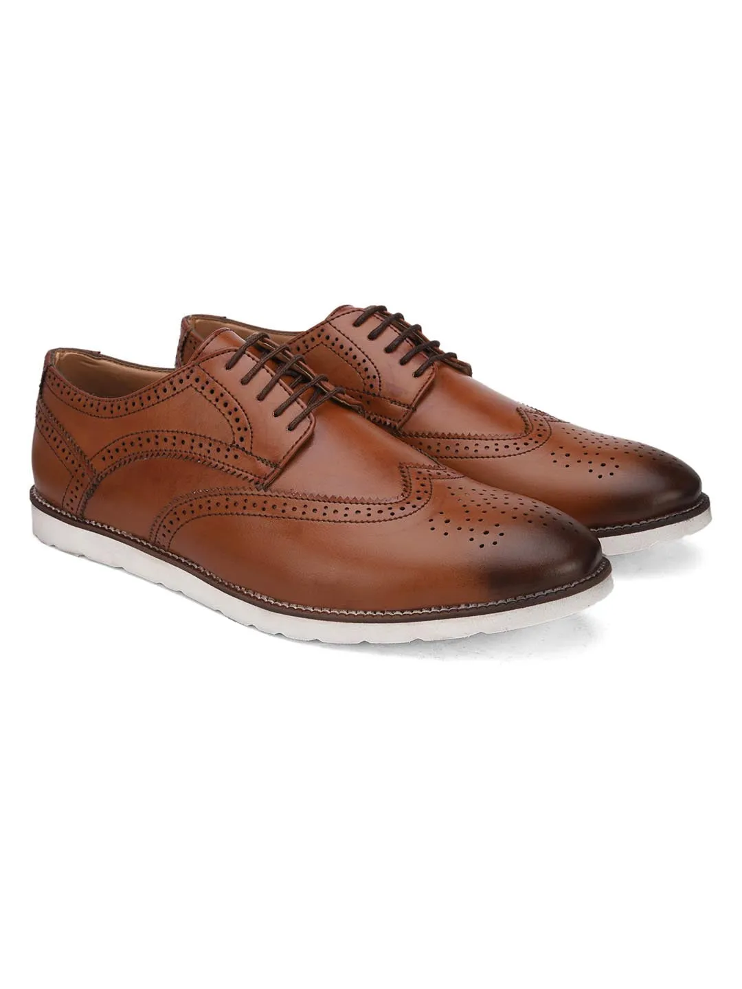 Hydes N Hues Men Brown Solid Casual Brogues