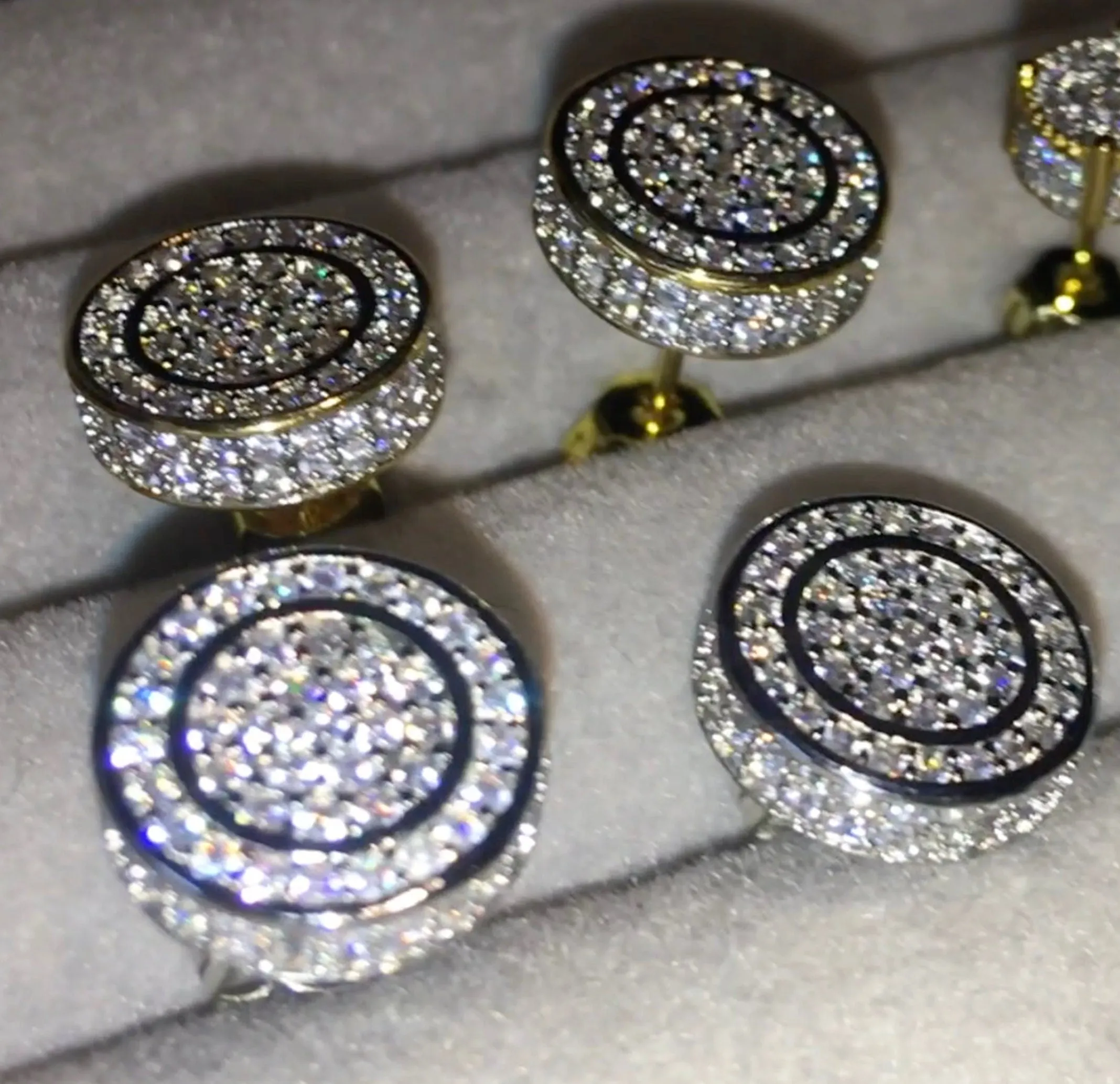 Iced Out Ear Studs | Diamond Earrings | Womens Earrings | Diamond Ear Studs | Womens Stud Earrings | Hip Hop Ear Studs |  Big Ear Studs