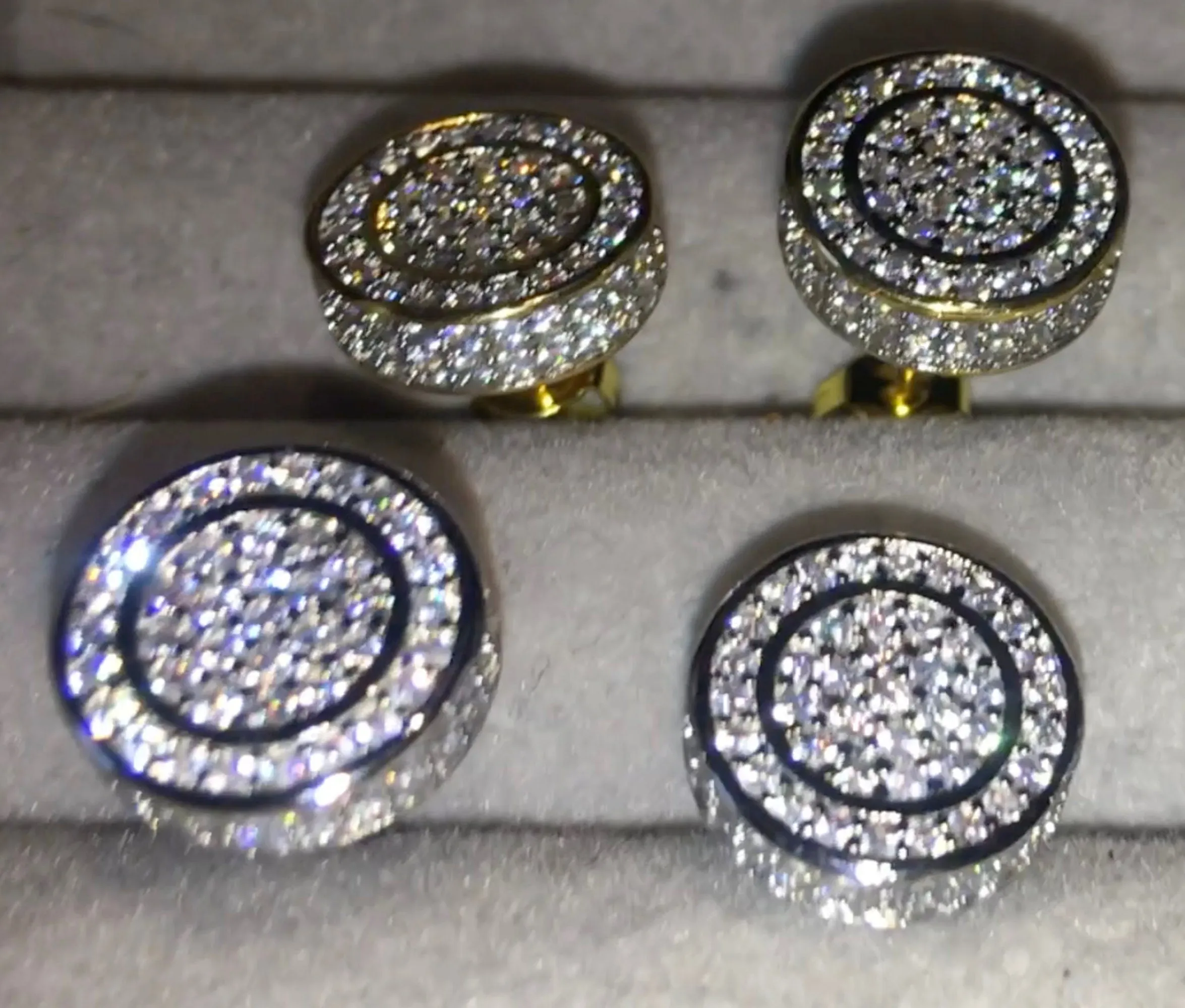 Iced Out Ear Studs | Diamond Earrings | Womens Earrings | Diamond Ear Studs | Womens Stud Earrings | Hip Hop Ear Studs |  Big Ear Studs
