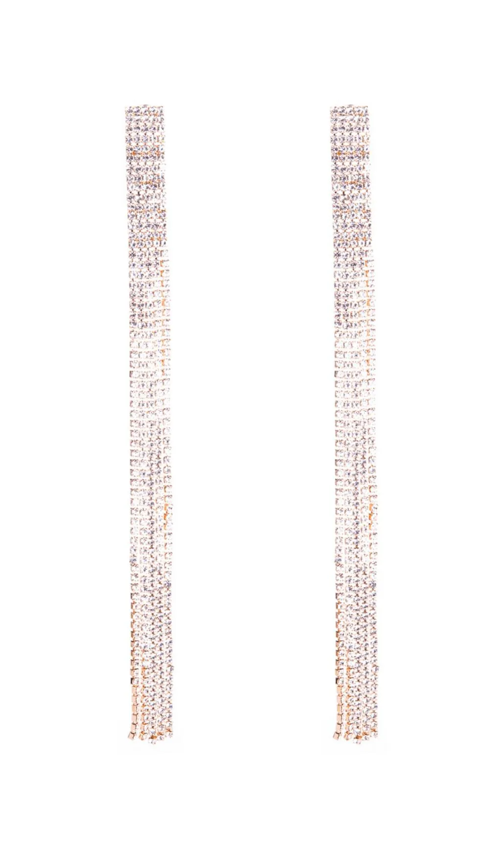 Inlaid diamond tassel earrings