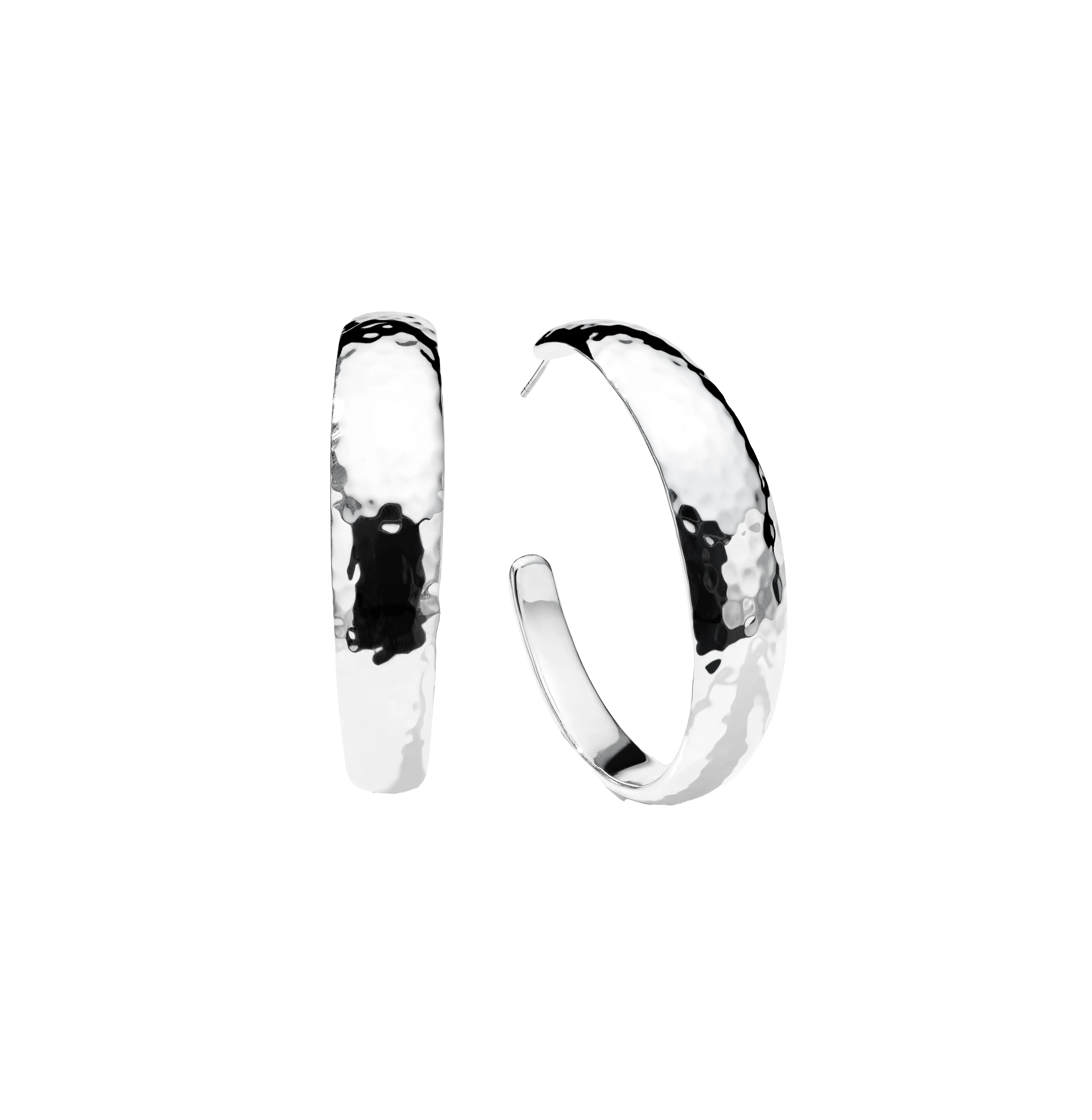 IPPOLITA Classico Sterling Silver #4 Hammered Tapered Hoop Earrings