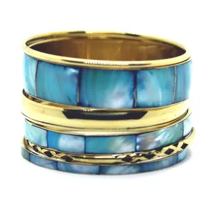 Iris: Greek Turquoise and Gold Bangle Bracelet