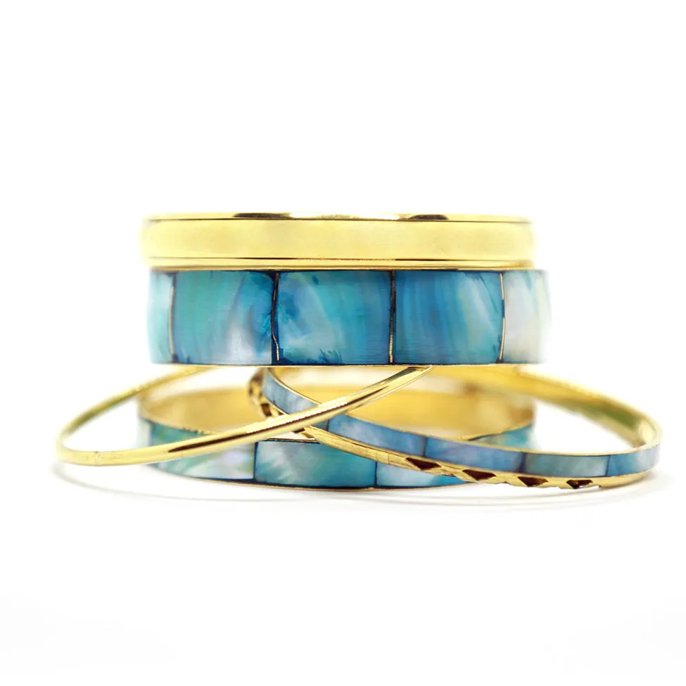 Iris: Greek Turquoise and Gold Bangle Bracelet