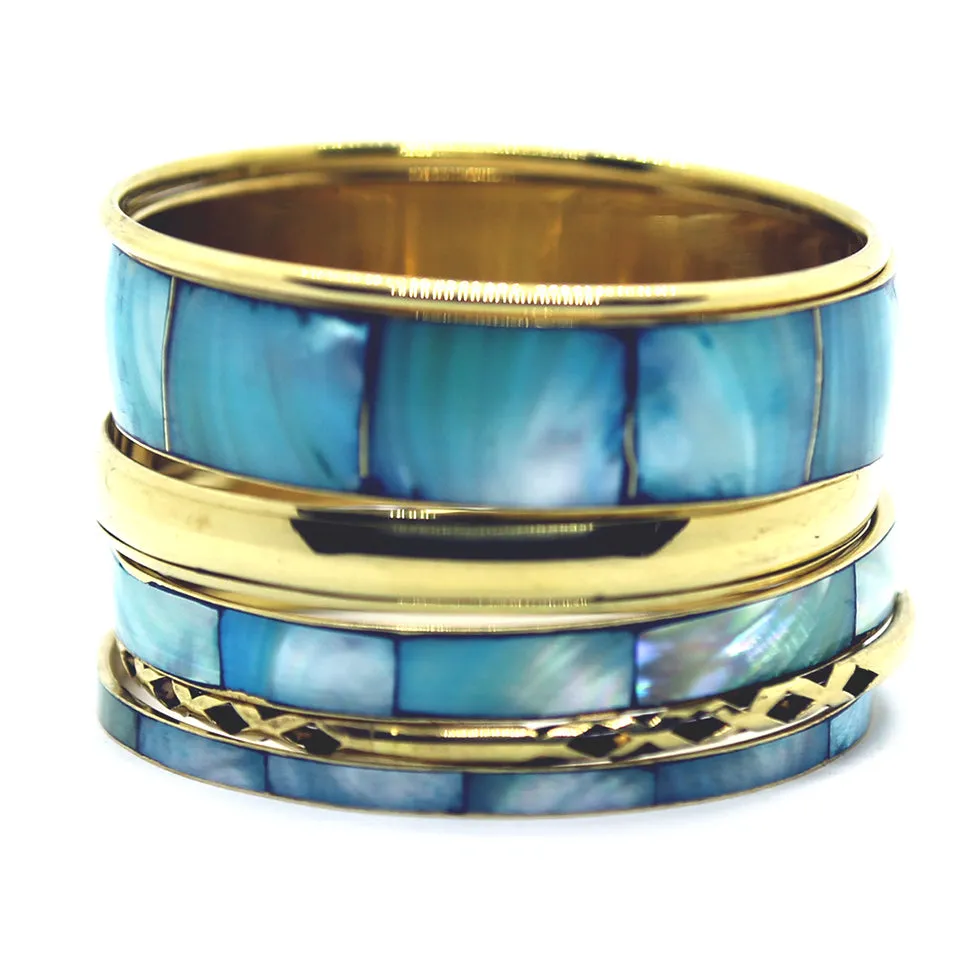 Iris: Greek Turquoise and Gold Bangle Bracelet