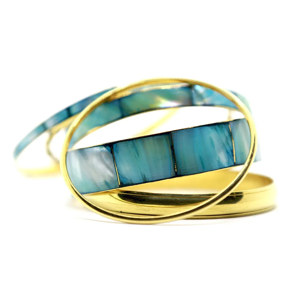 Iris: Greek Turquoise and Gold Bangle Bracelet
