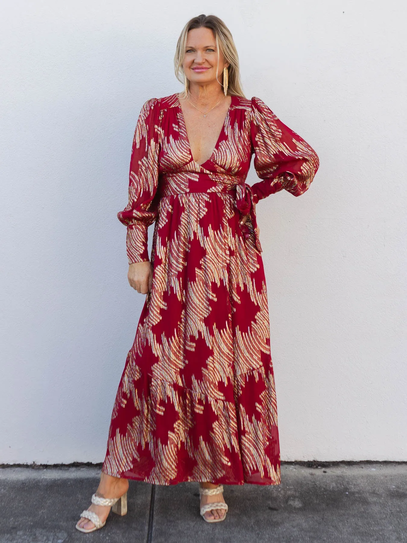 Isa Metallic Wrap Maxi Dress {Ciebon}