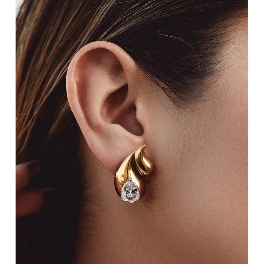 Isabelle 18K Double Teardrop Earrings