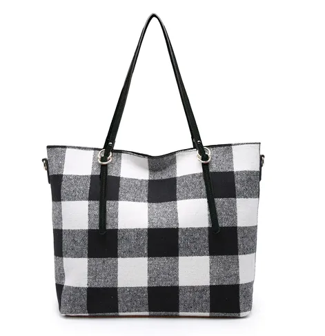 Isabelle Tote - Tweed Crossbody Tote Bag - 9 Colors - Plaid Cow Print Cheetah