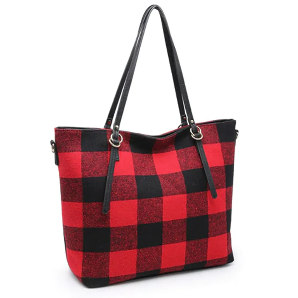 Isabelle Tote - Tweed Crossbody Tote Bag - 9 Colors - Plaid Cow Print Cheetah