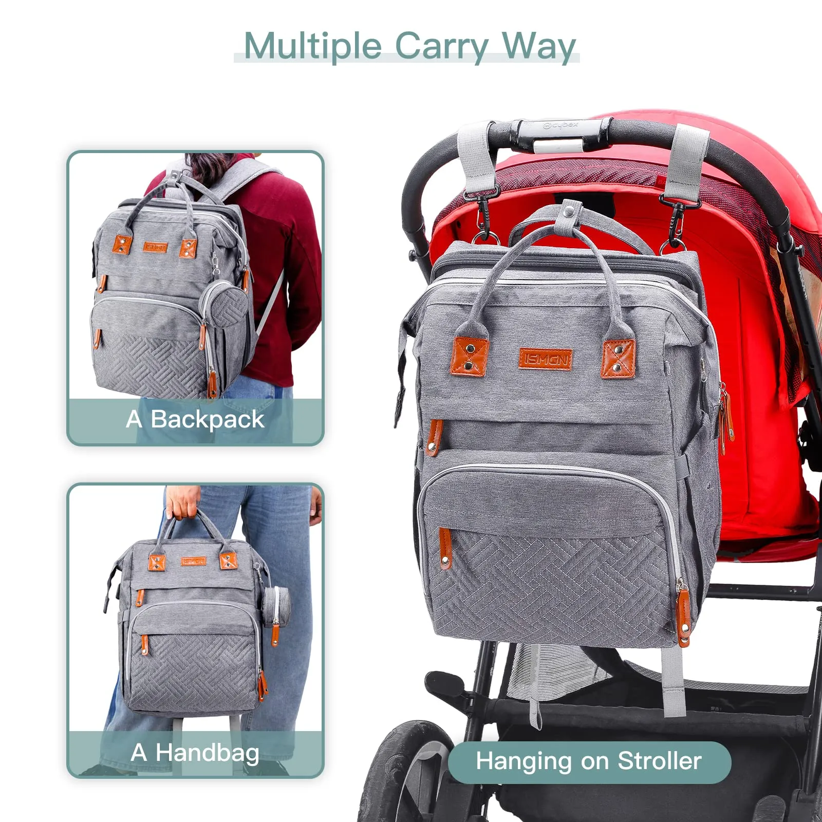 ISIGN Multifunctional Diaper Bag with Changing Station