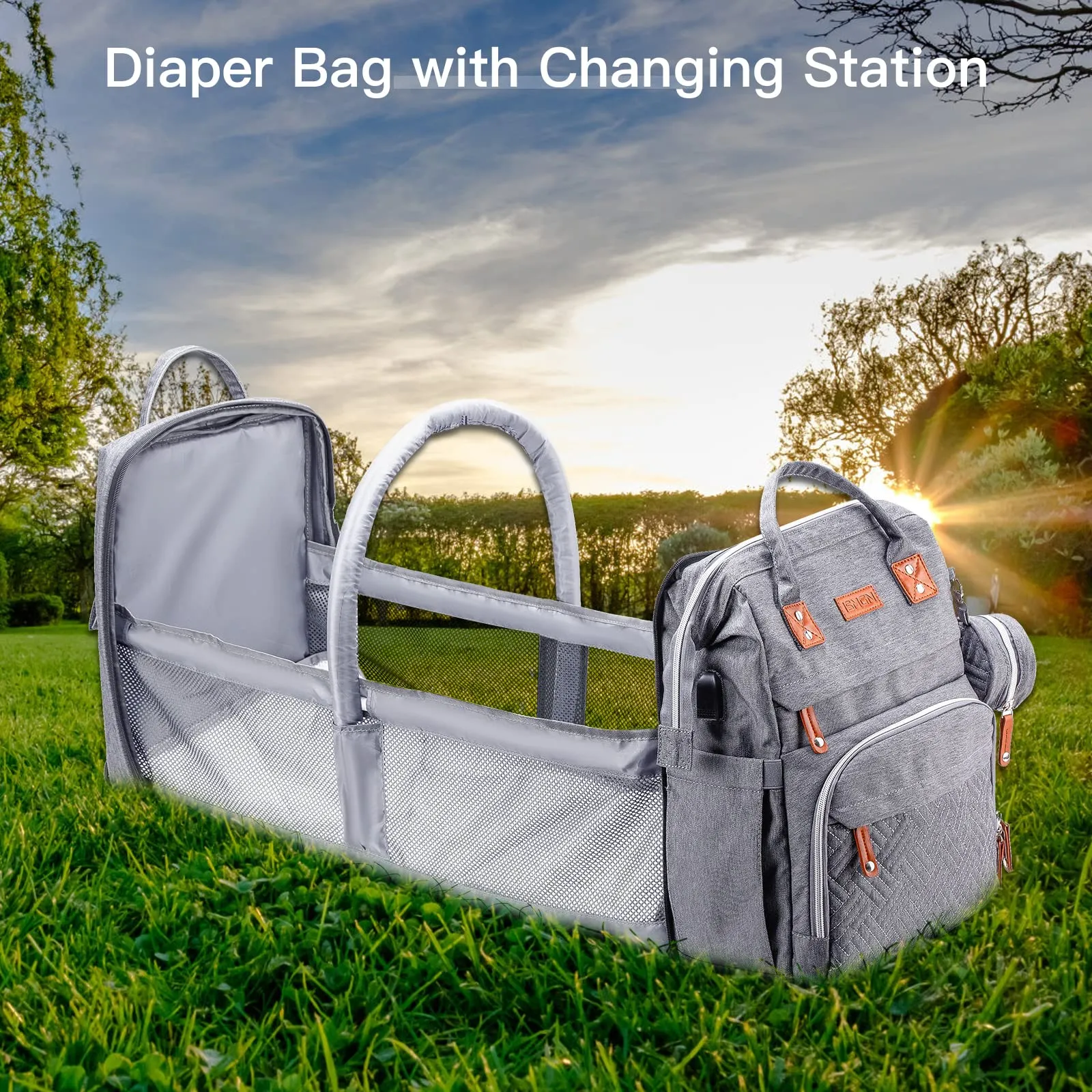 ISIGN Multifunctional Diaper Bag with Changing Station