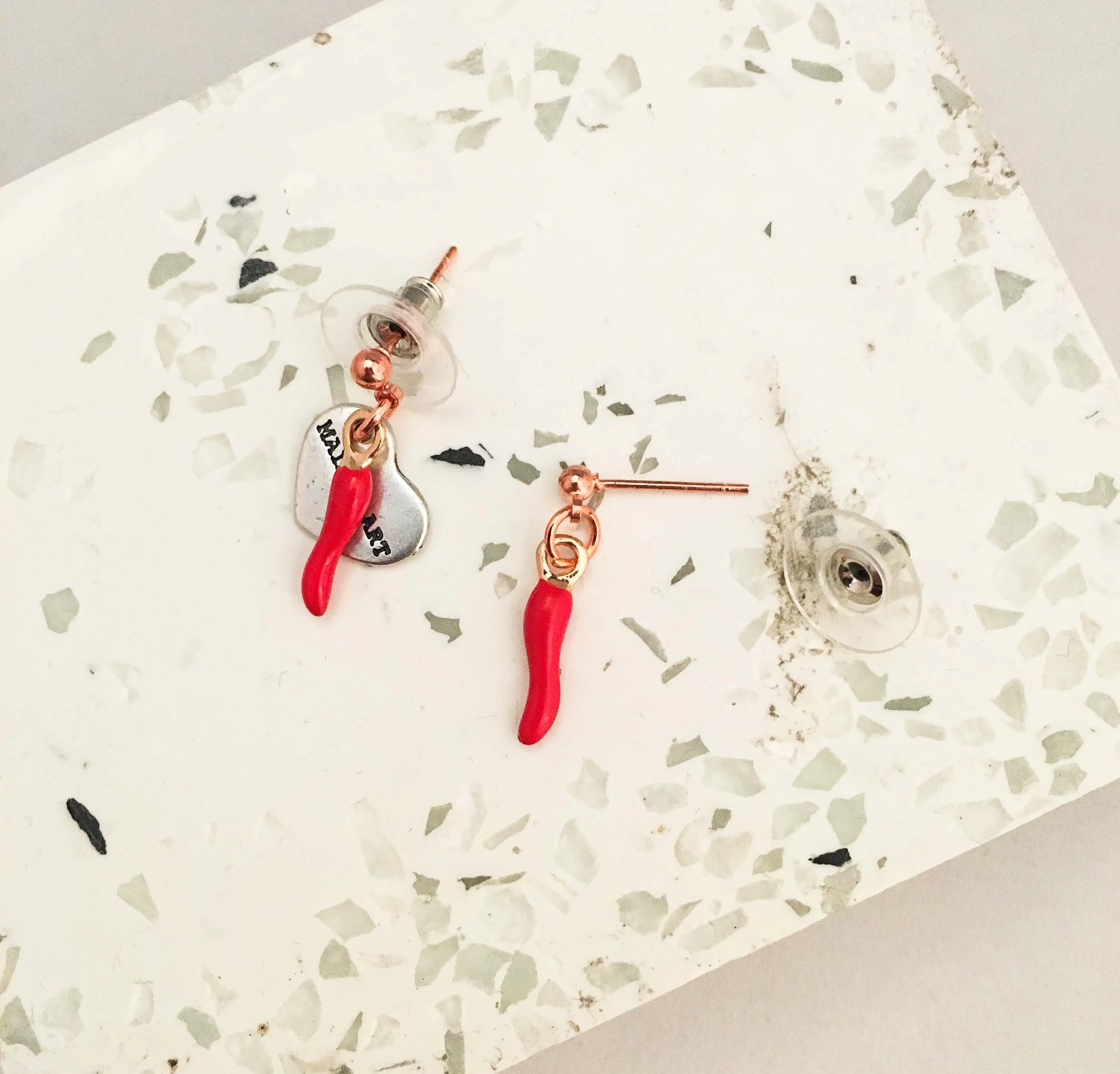 Italian Red Horn Earrings. Red Horn Jewelry.
