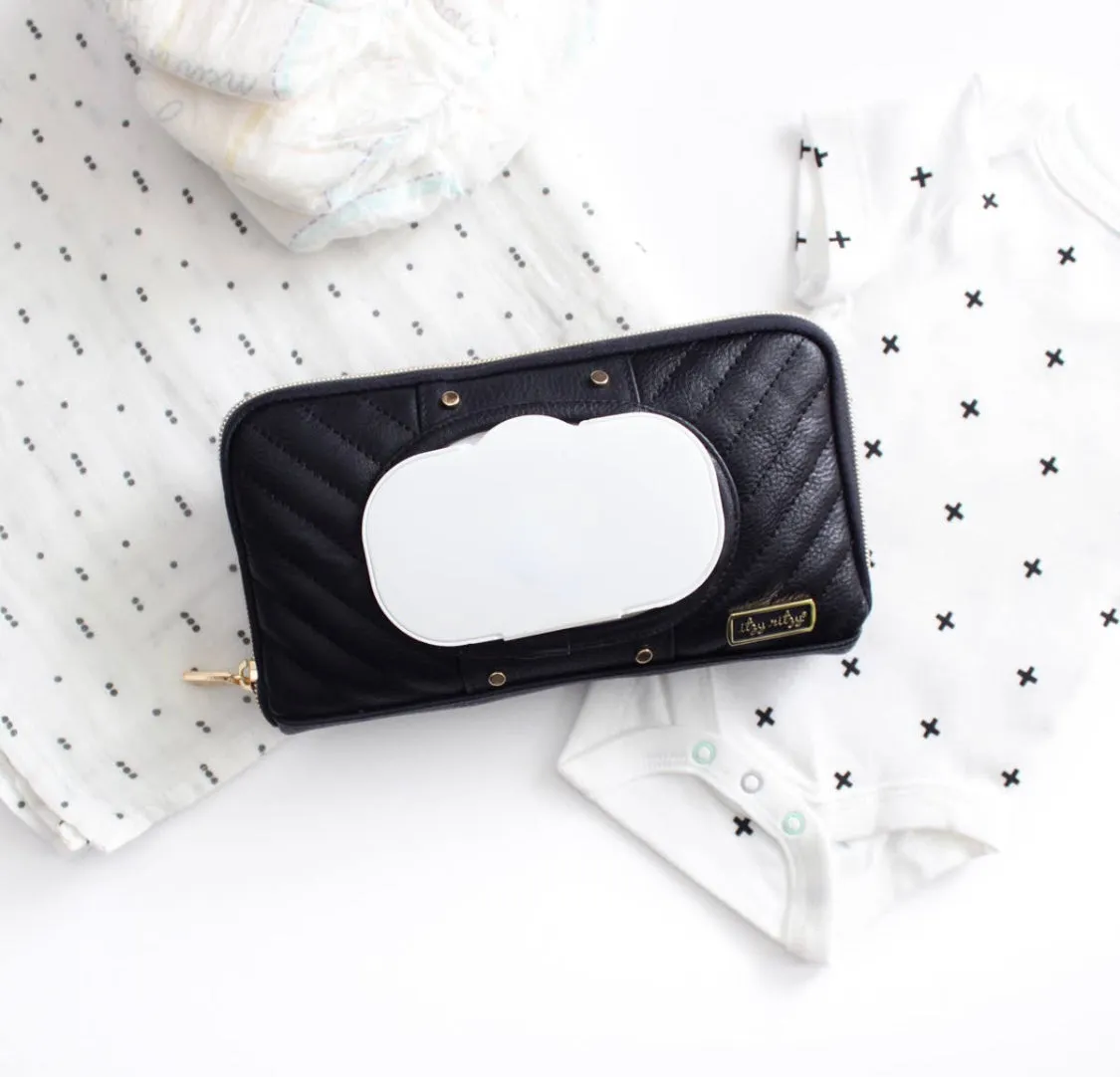 Itzy Ritzy Jetsetter Black Travel Wipes Case