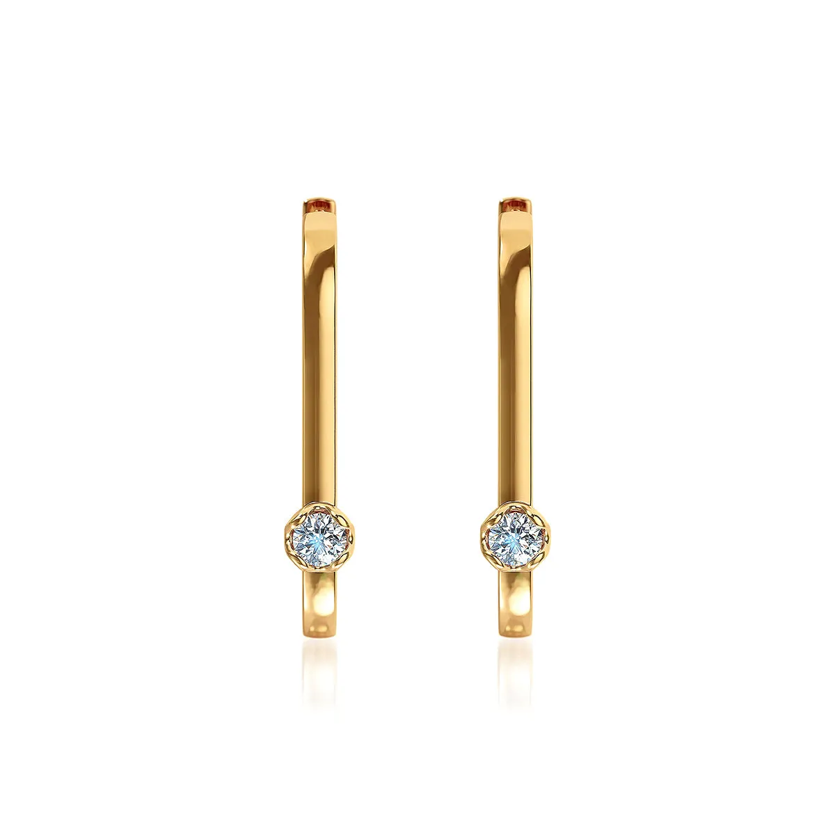 J'evar Lotus Petals U-Shaped Hoop Diamond Earrings