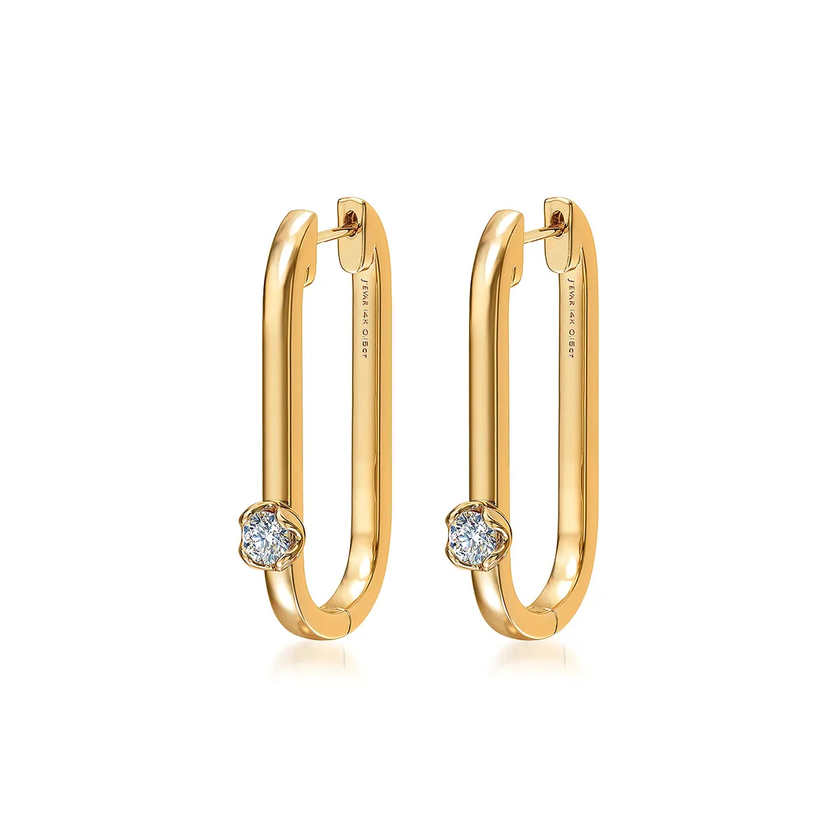 J'evar Lotus Petals U-Shaped Hoop Diamond Earrings