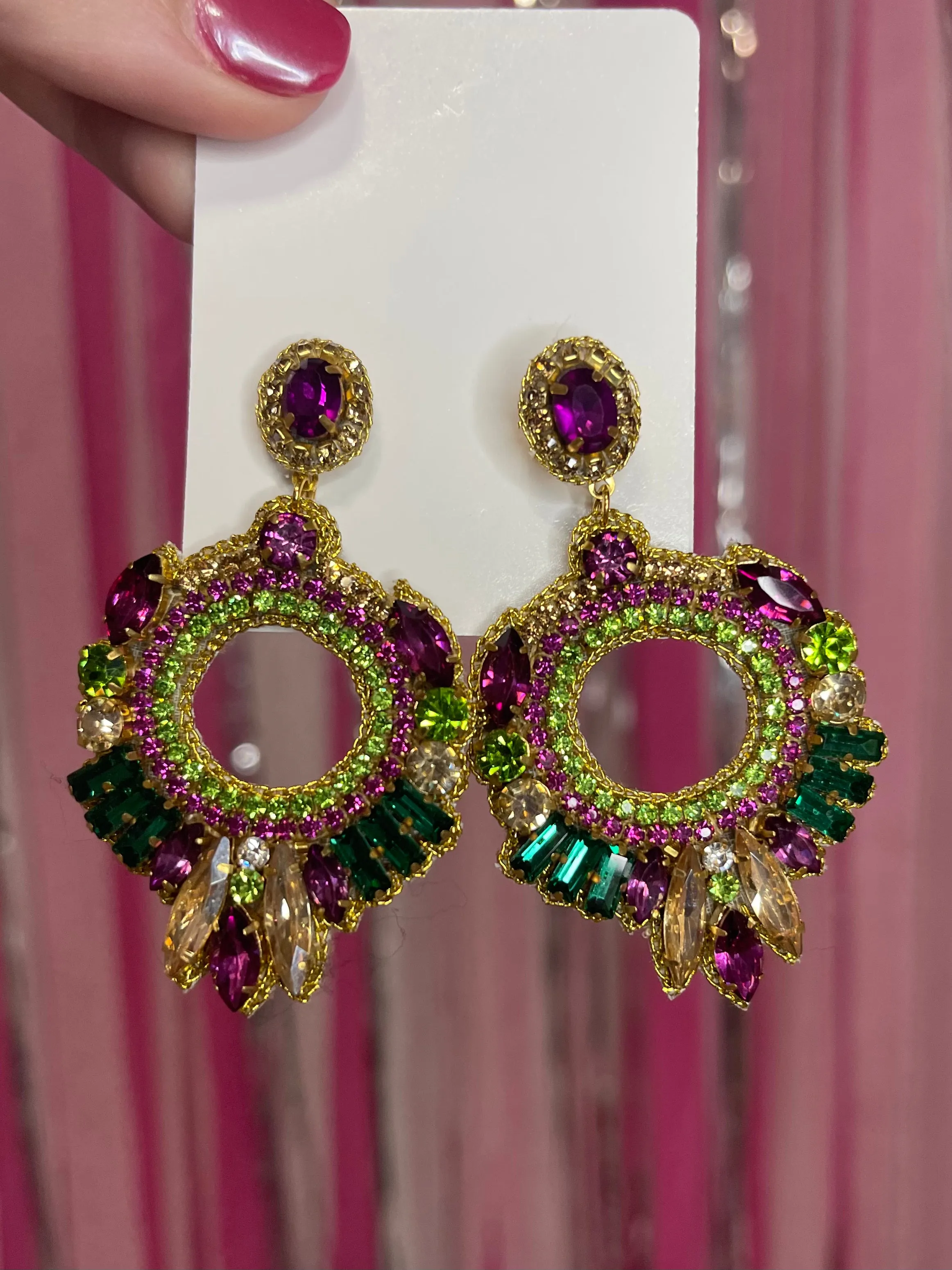 Jewel Statement Earrings - Mardi Gras