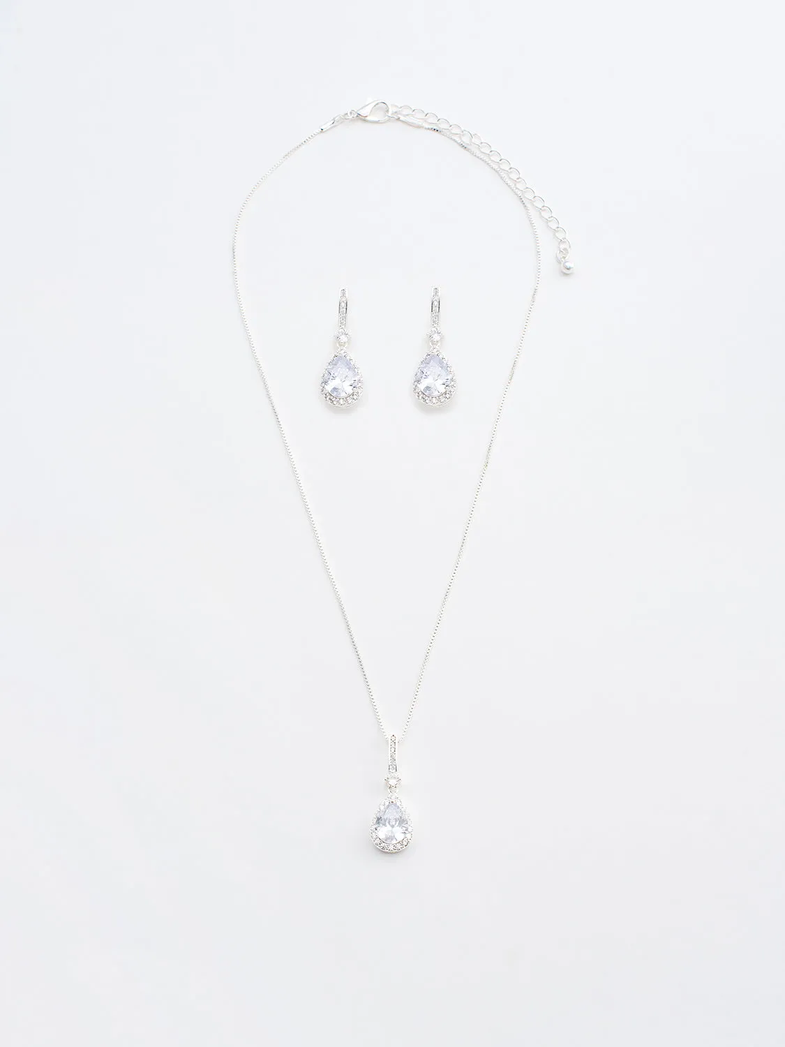 Jewelled Tear Drop Earring & Necklace Set
