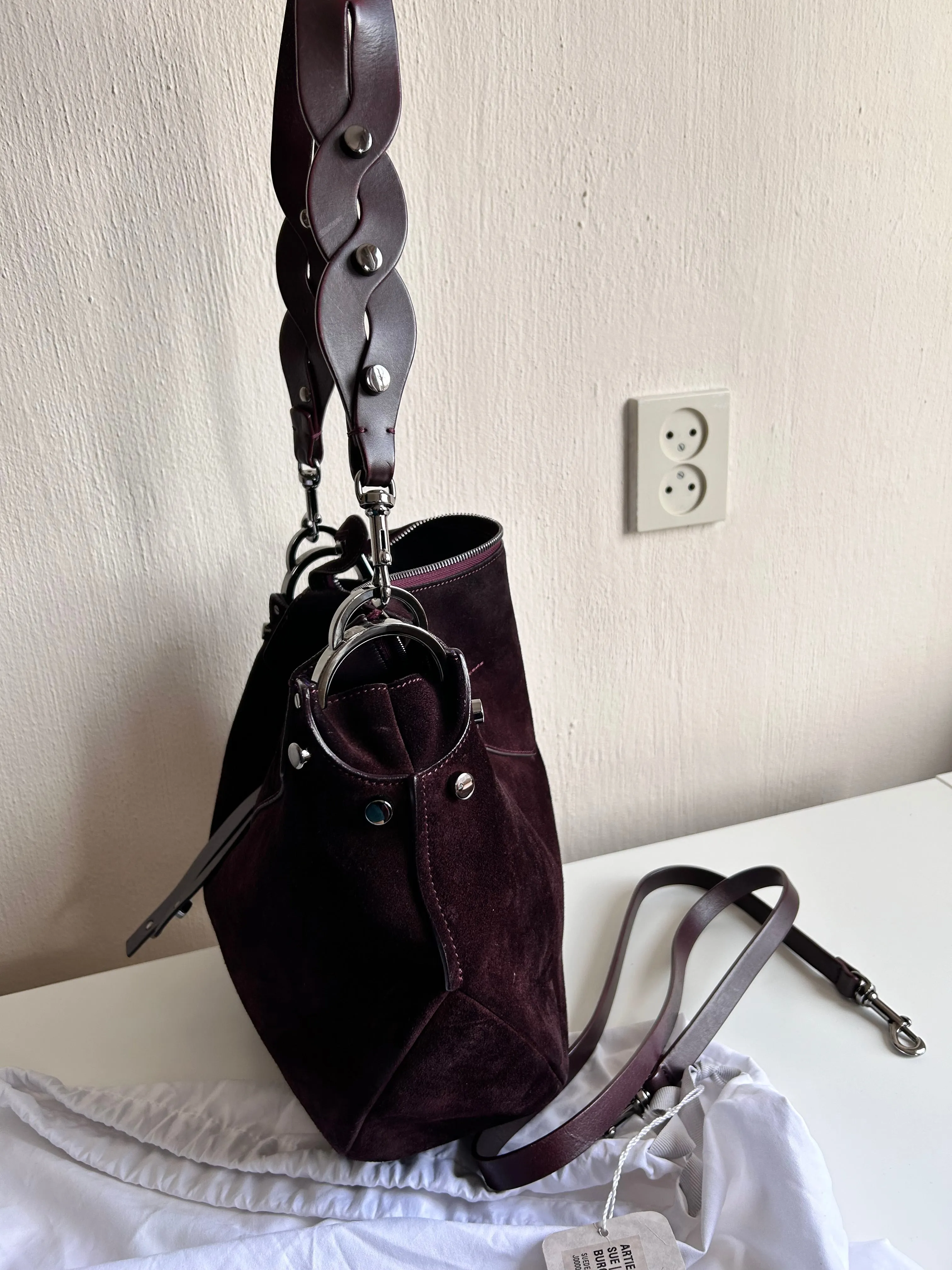 Jimmy Choo burgondy suede shoulder bag
