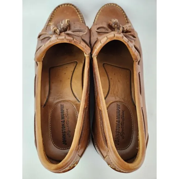 Johnston &amp; Murphy Brown Tassel Fringe Leather Loafer Dress Shoes Men's US 12 M