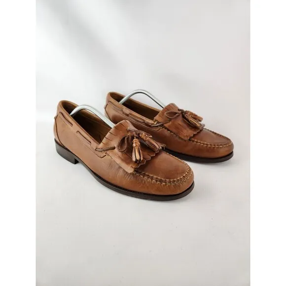 Johnston &amp; Murphy Brown Tassel Fringe Leather Loafer Dress Shoes Men's US 12 M