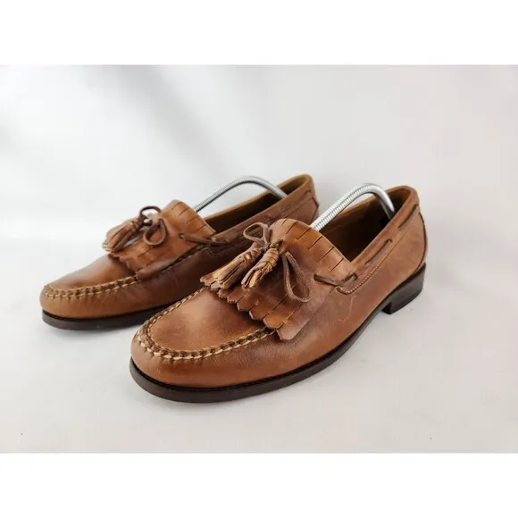 Johnston &amp; Murphy Brown Tassel Fringe Leather Loafer Dress Shoes Men's US 12 M