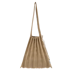 Joseph & Stacey Beige Solid M Knit Pleats Bag
