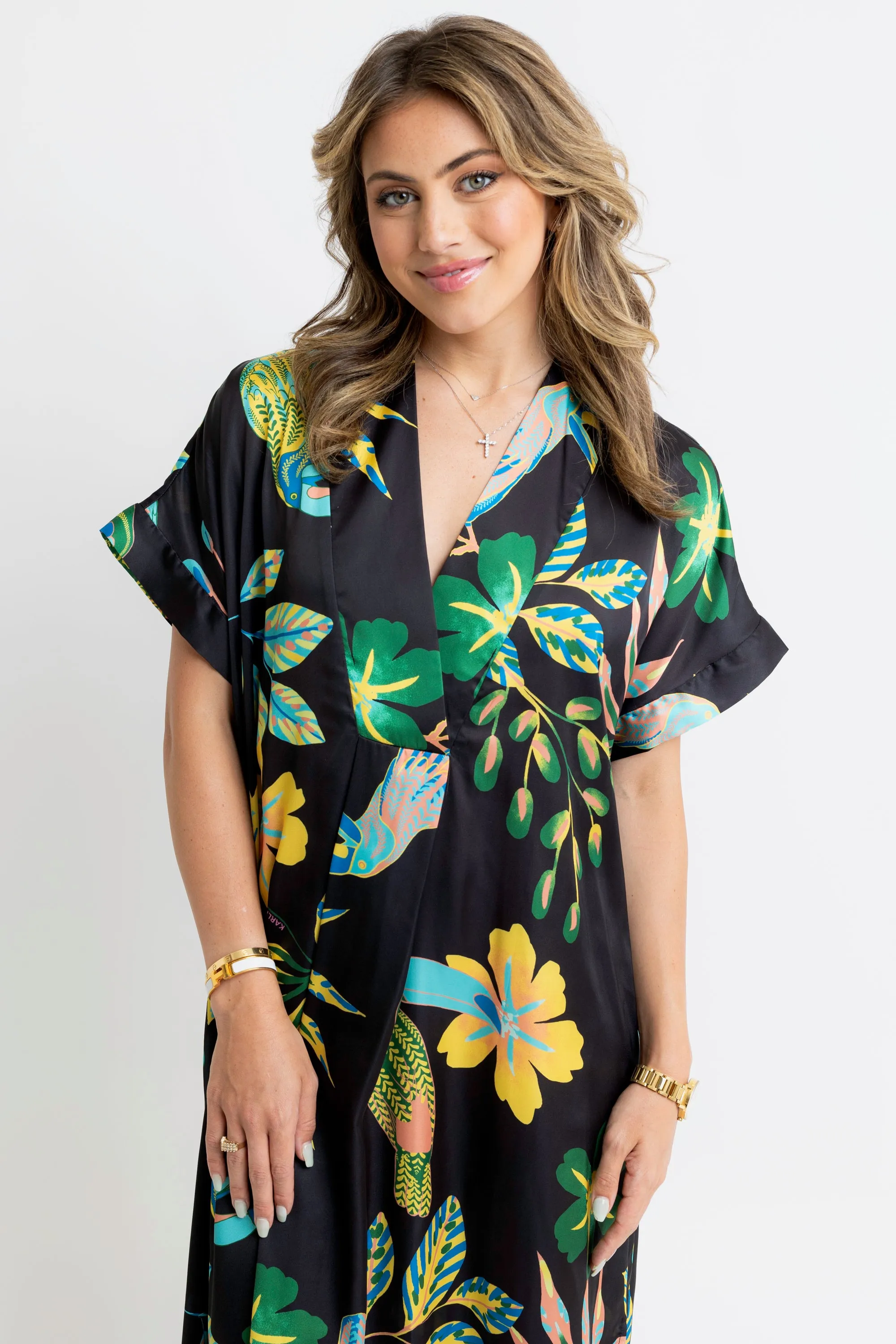 Karlie Toucan Jungle V-Neck Kaftan Maxi