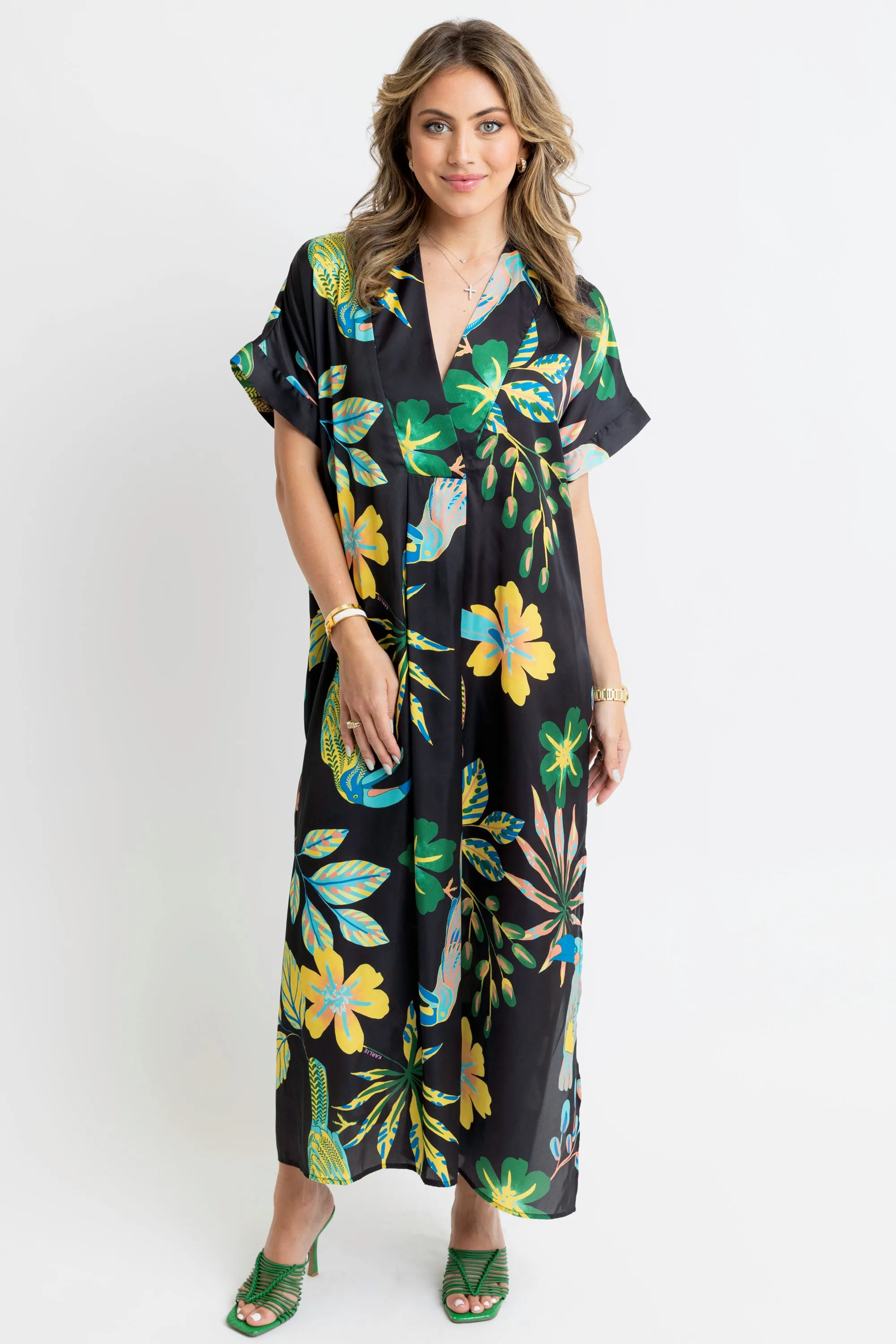 Karlie Toucan Jungle V-Neck Kaftan Maxi