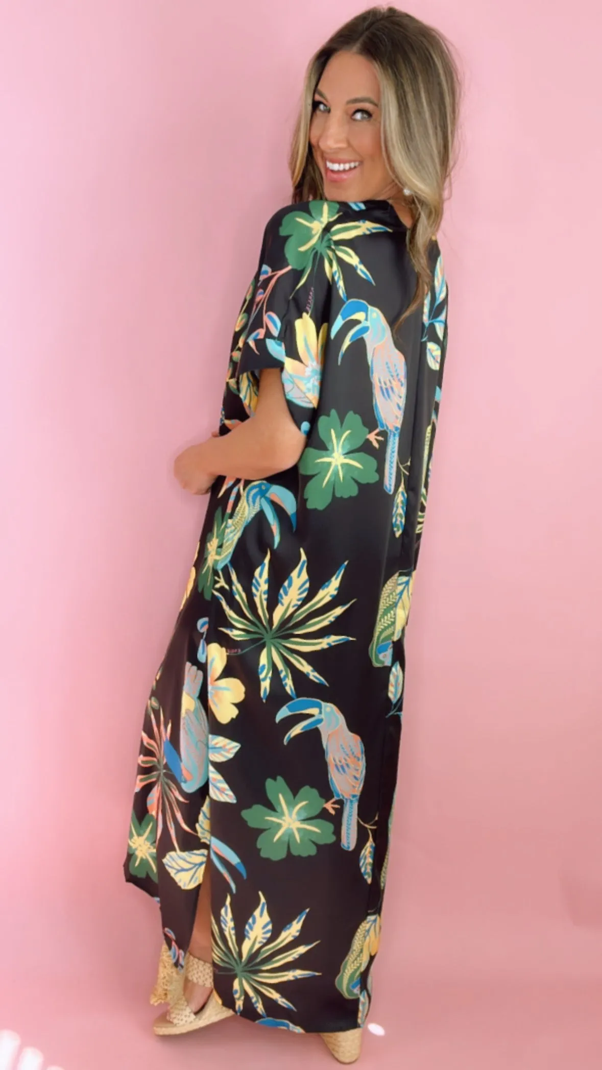 Karlie Toucan Jungle V-Neck Kaftan Maxi