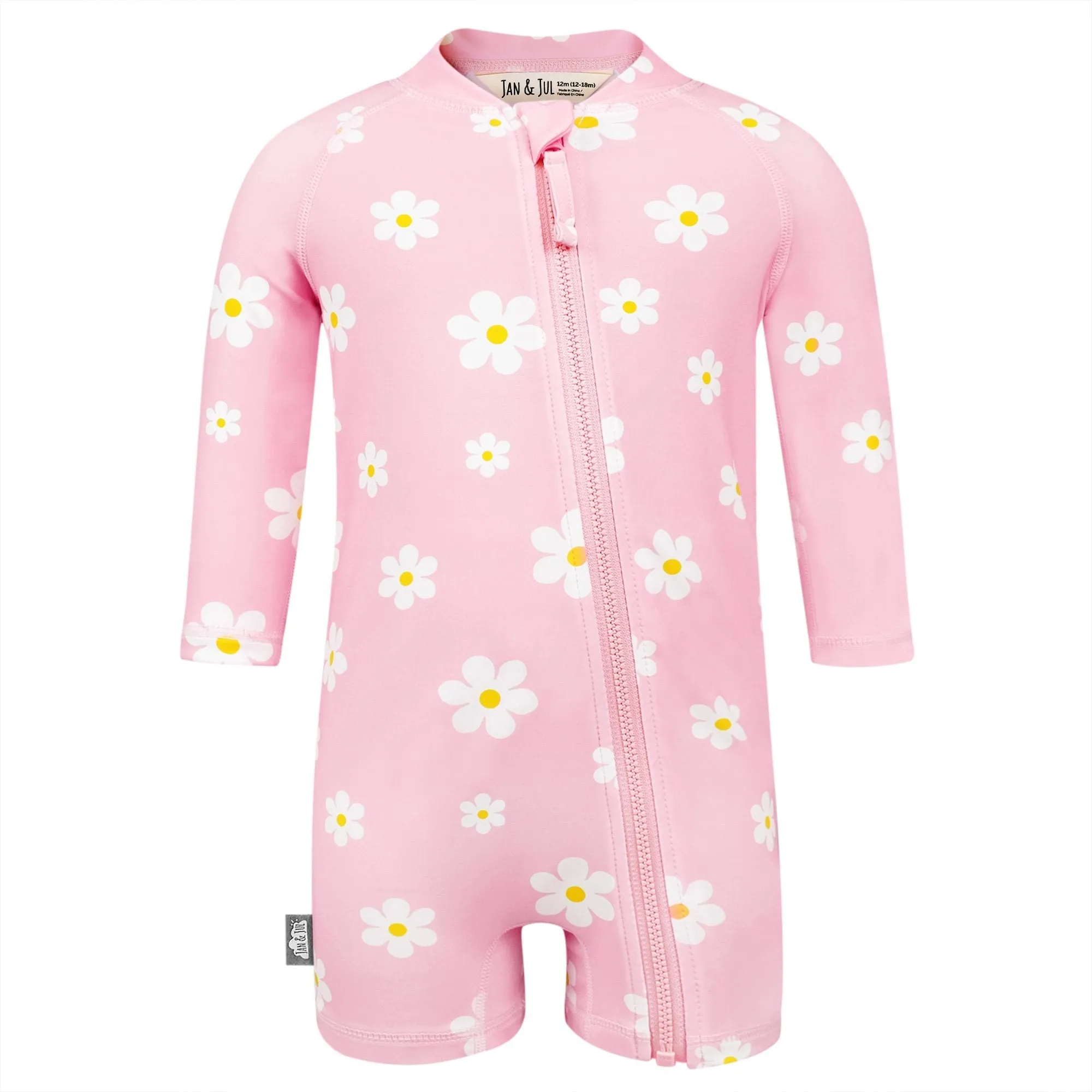 Kids One Piece UV Sun Suit - Pink Daisy