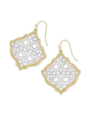 Kirsten Gold Drop Earrings In Silver Filigree Mix