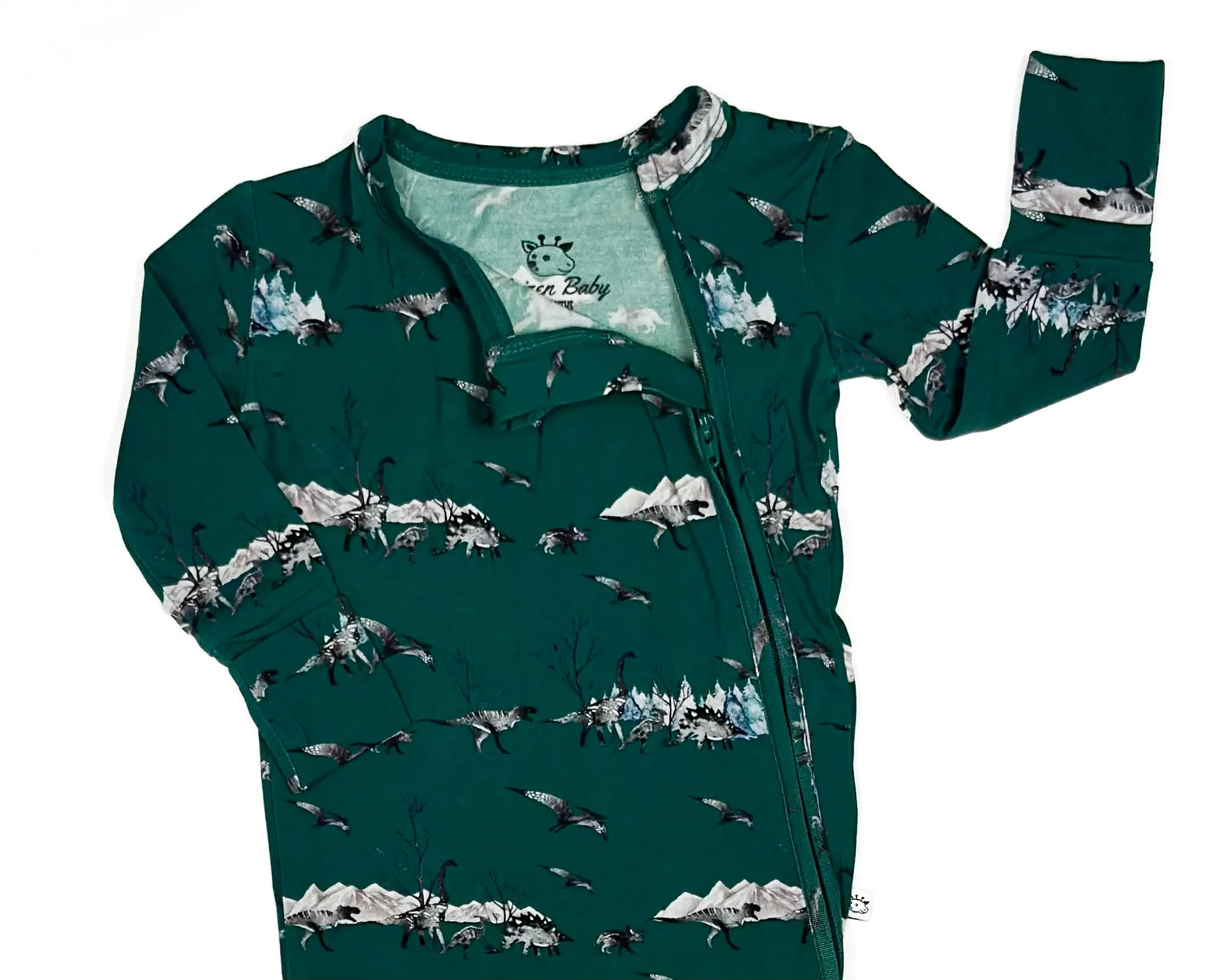 Knee-Grip Green Dinos Convertible Footie