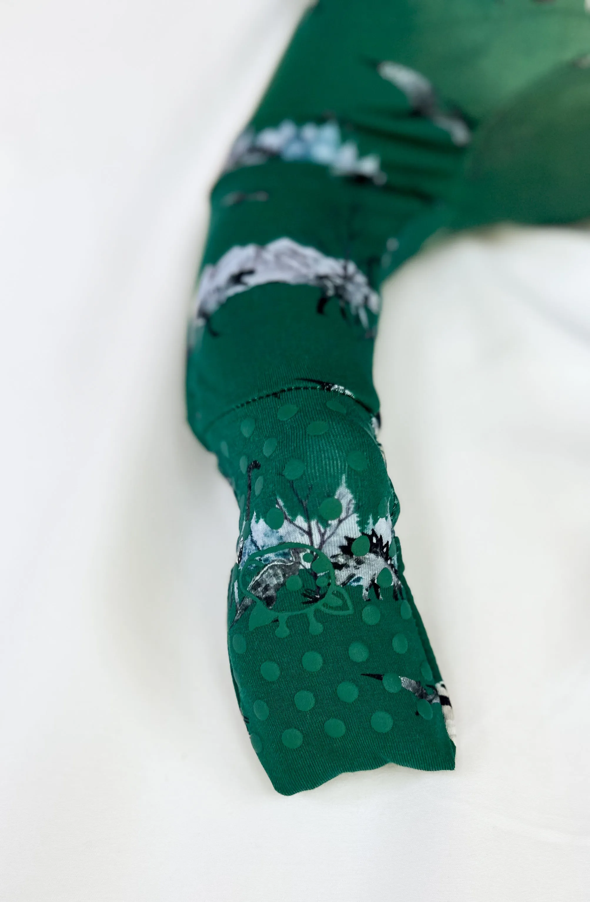 Knee-Grip Green Dinos Convertible Footie