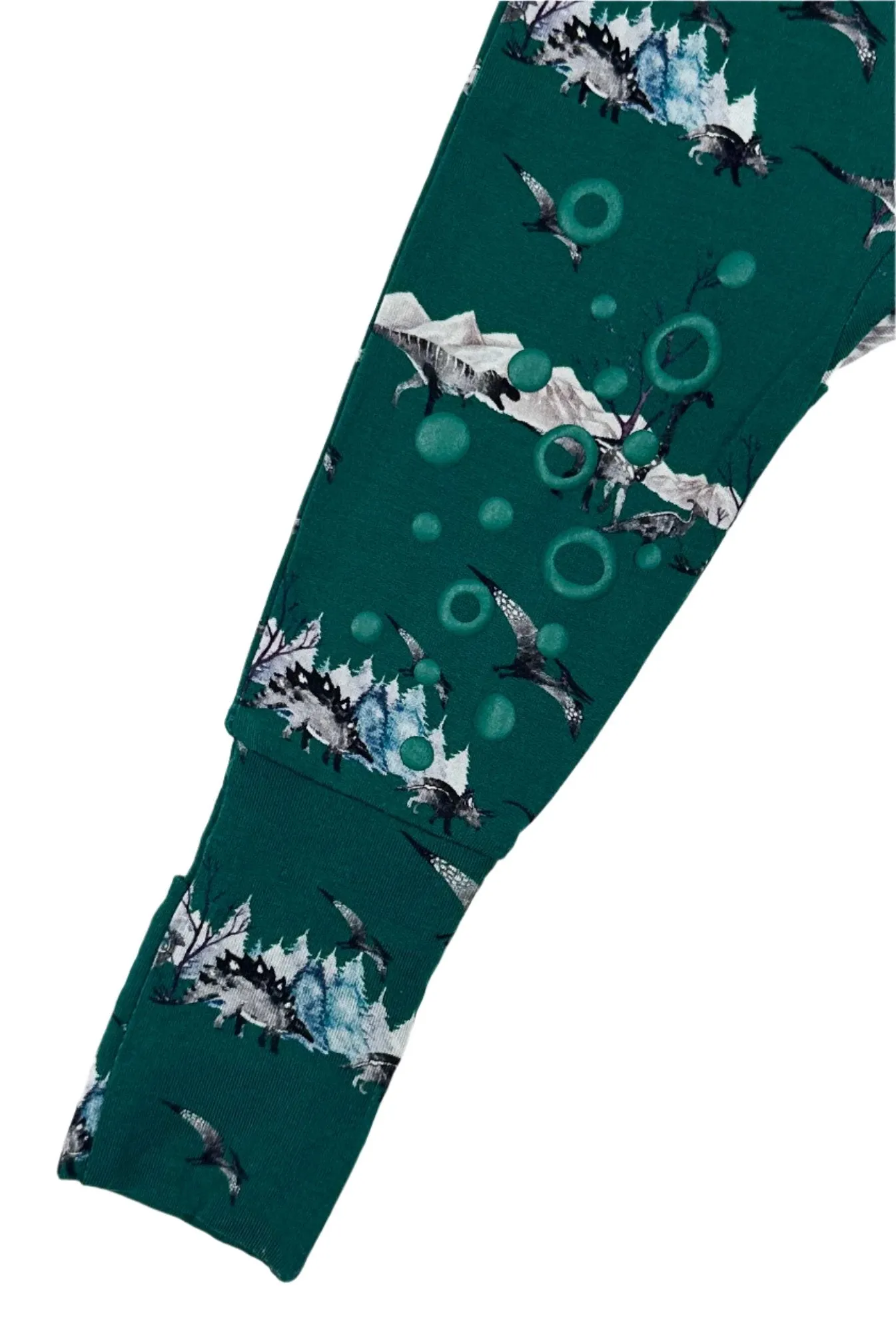 Knee-Grip Green Dinos Convertible Footie
