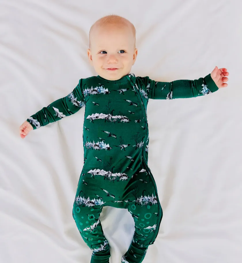 Knee-Grip Green Dinos Convertible Footie