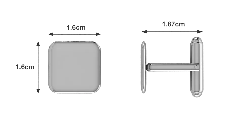 Krysaliis Sterling Engravable Cushion Cufflink