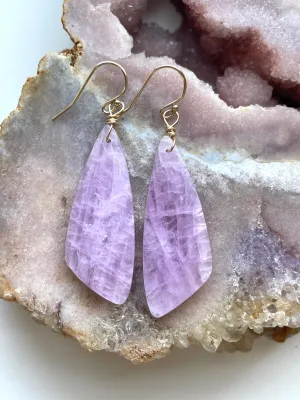 Kunzite Statement Earrings Gold Filled