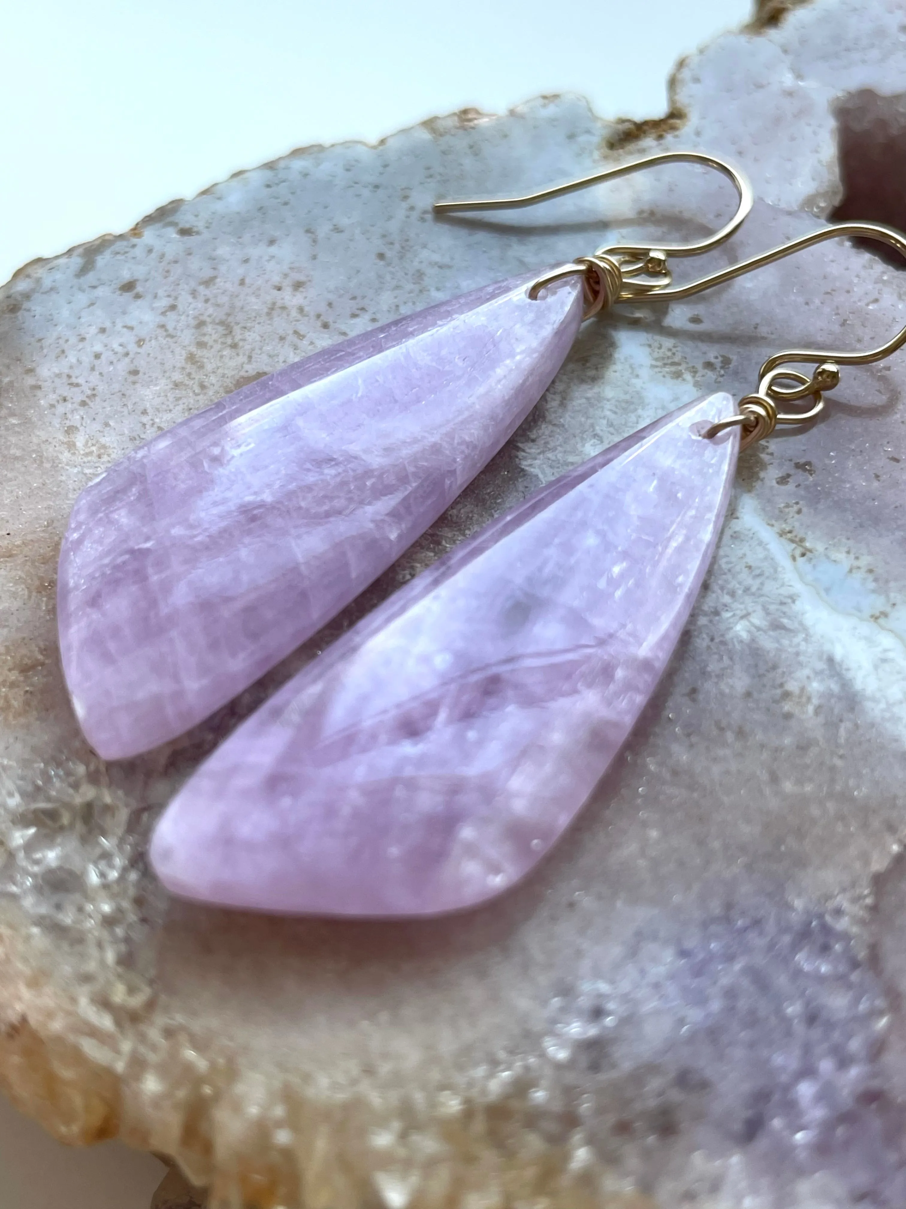 Kunzite Statement Earrings Gold Filled