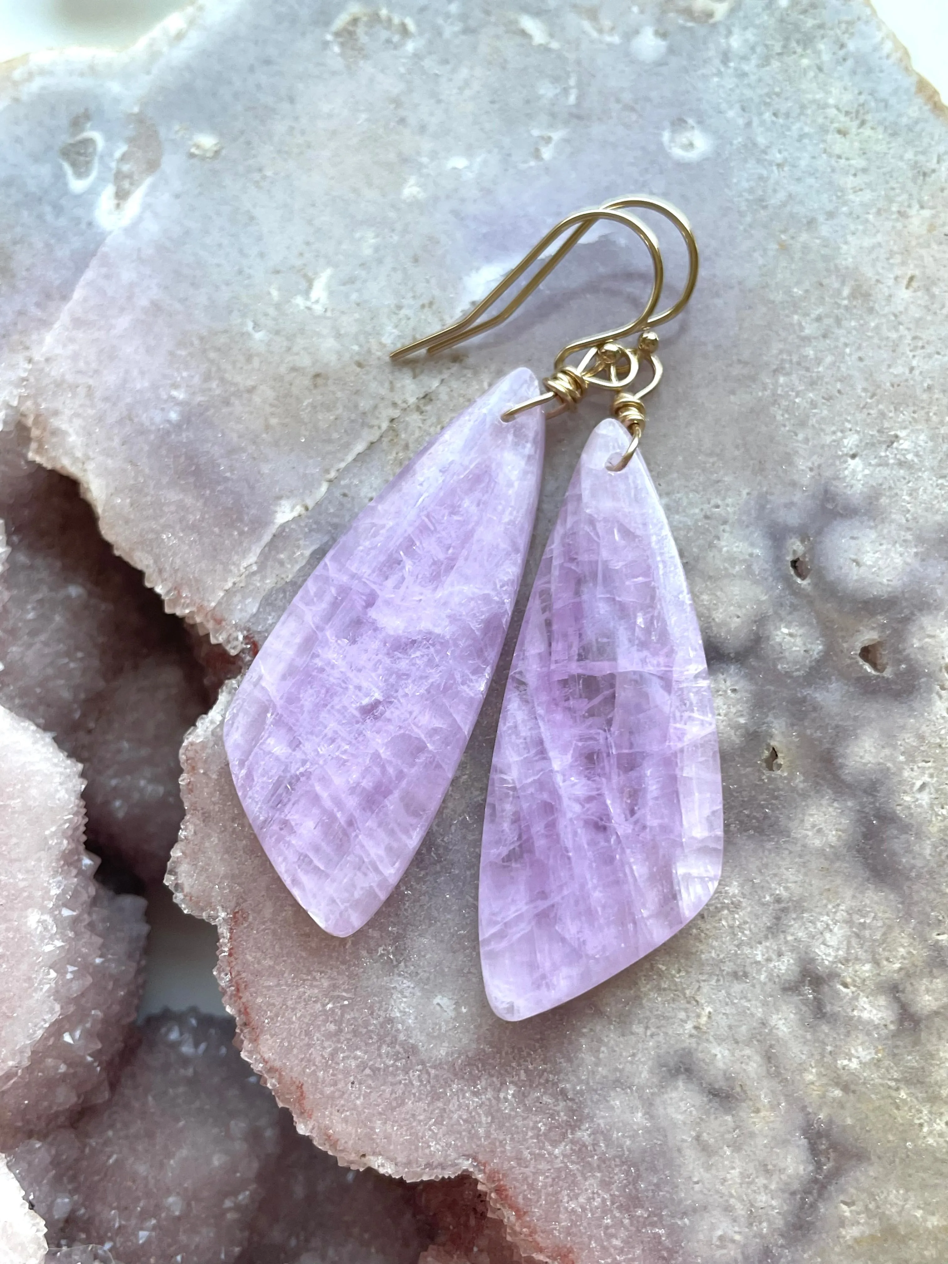 Kunzite Statement Earrings Gold Filled
