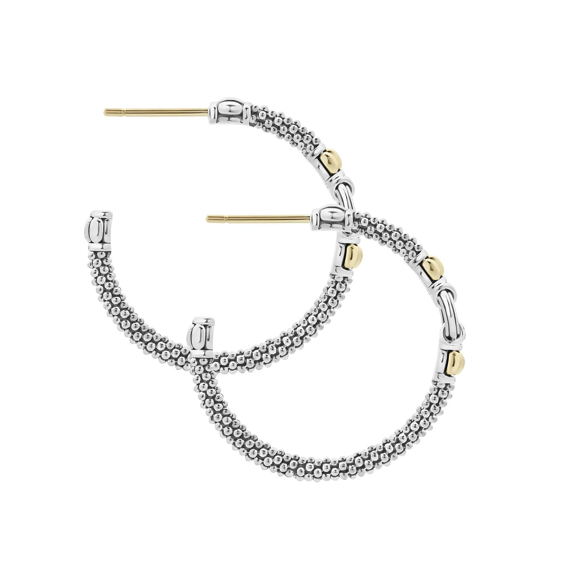 LAGOS Signature Caviar Two Tone Hoop Earrings