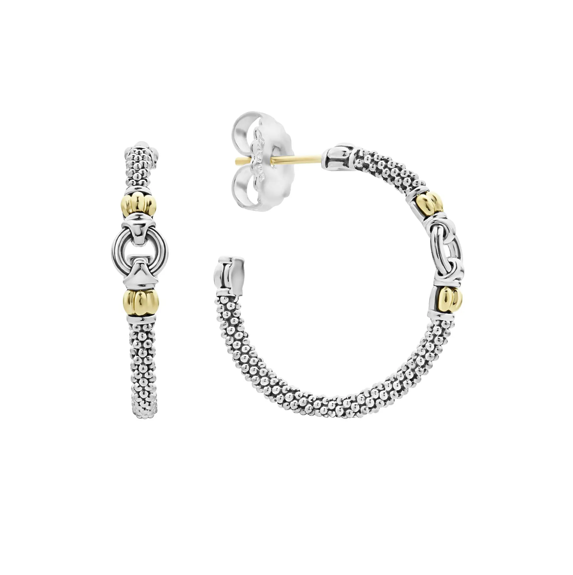 LAGOS Signature Caviar Two Tone Hoop Earrings