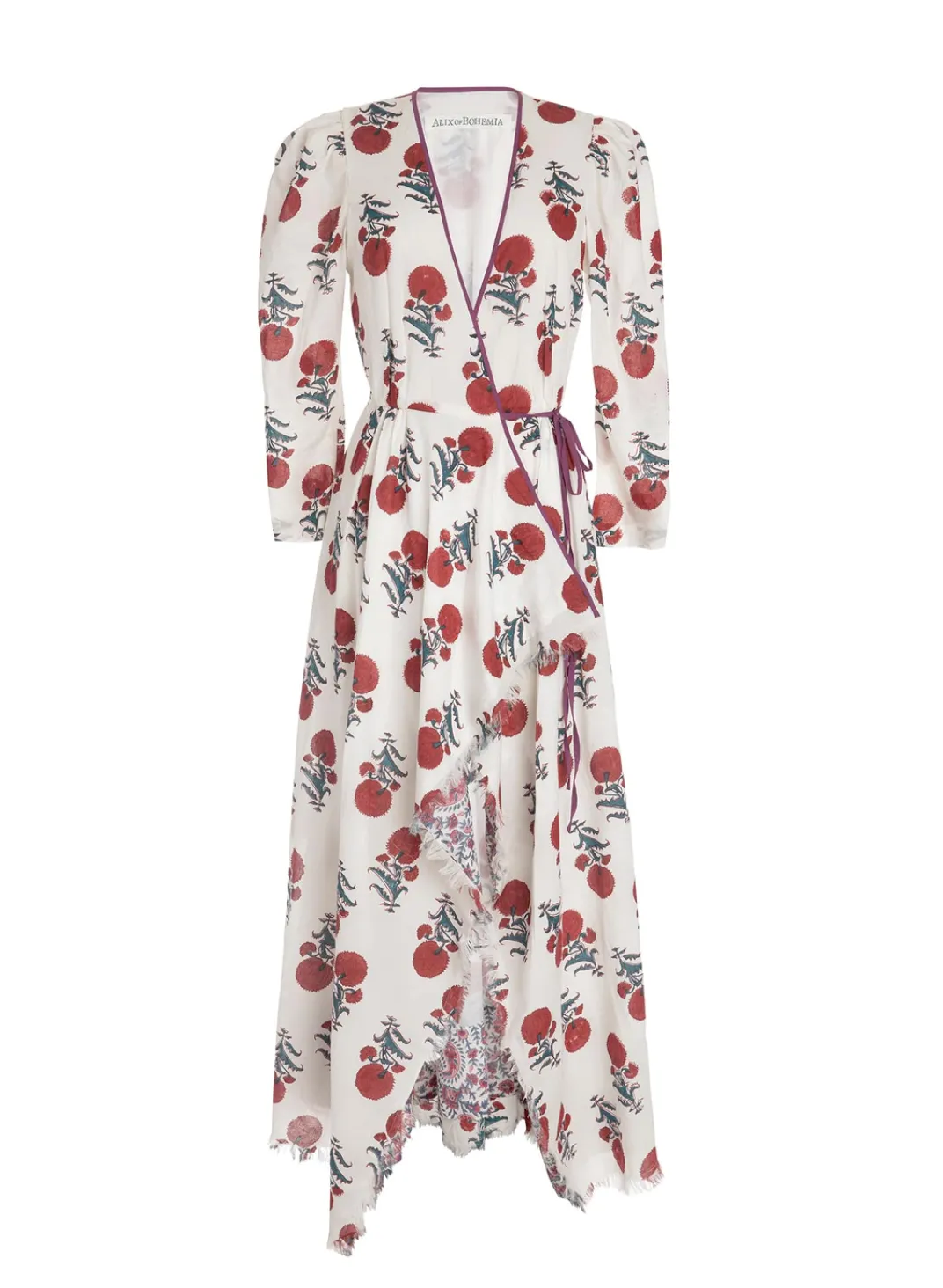 Lalli Wrap Dress, White & Poppy