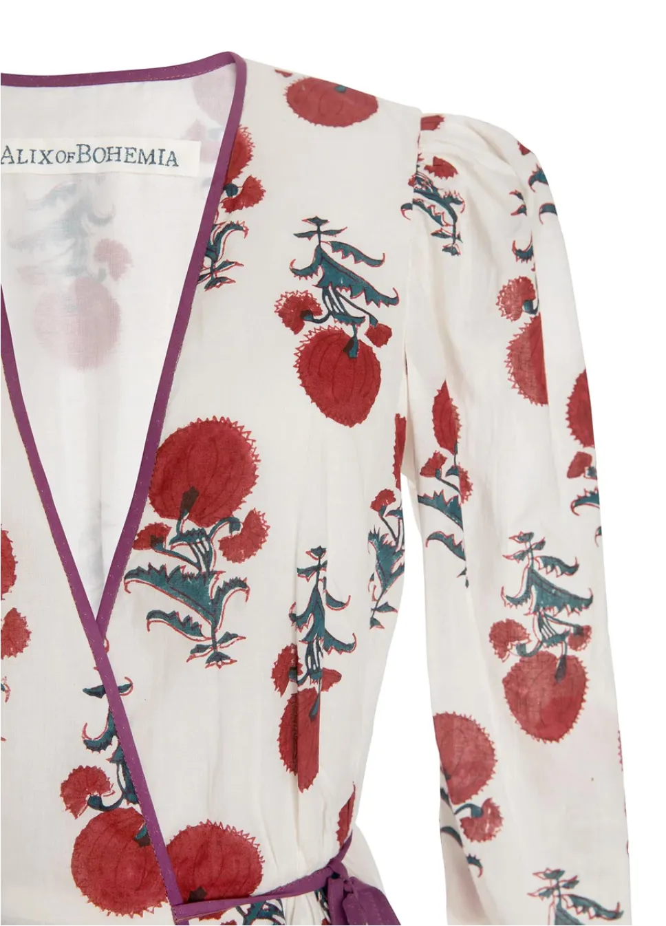 Lalli Wrap Dress, White & Poppy