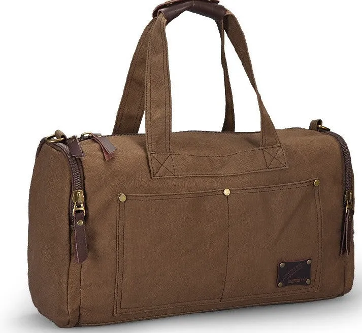 Large Capacity Canvas Travel Bag For Men Hand Luggage - Black/Coffee