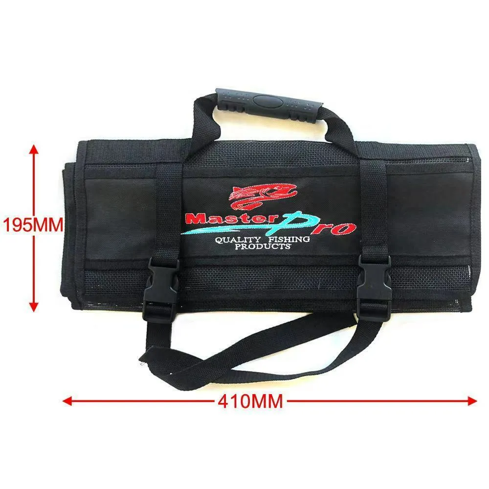 Large Game Lure Roll 6 Pockets Velcro Clip Fishing Tackle
