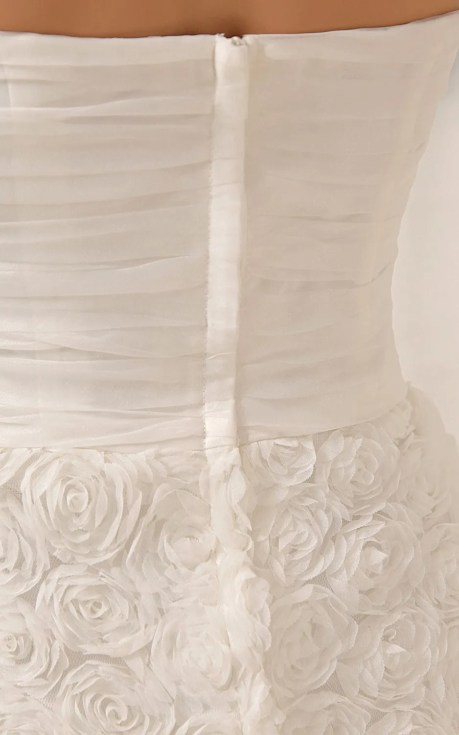 Lavish Strapless Tea-Length Dress With Flower And Lace Appliques-GC_705106