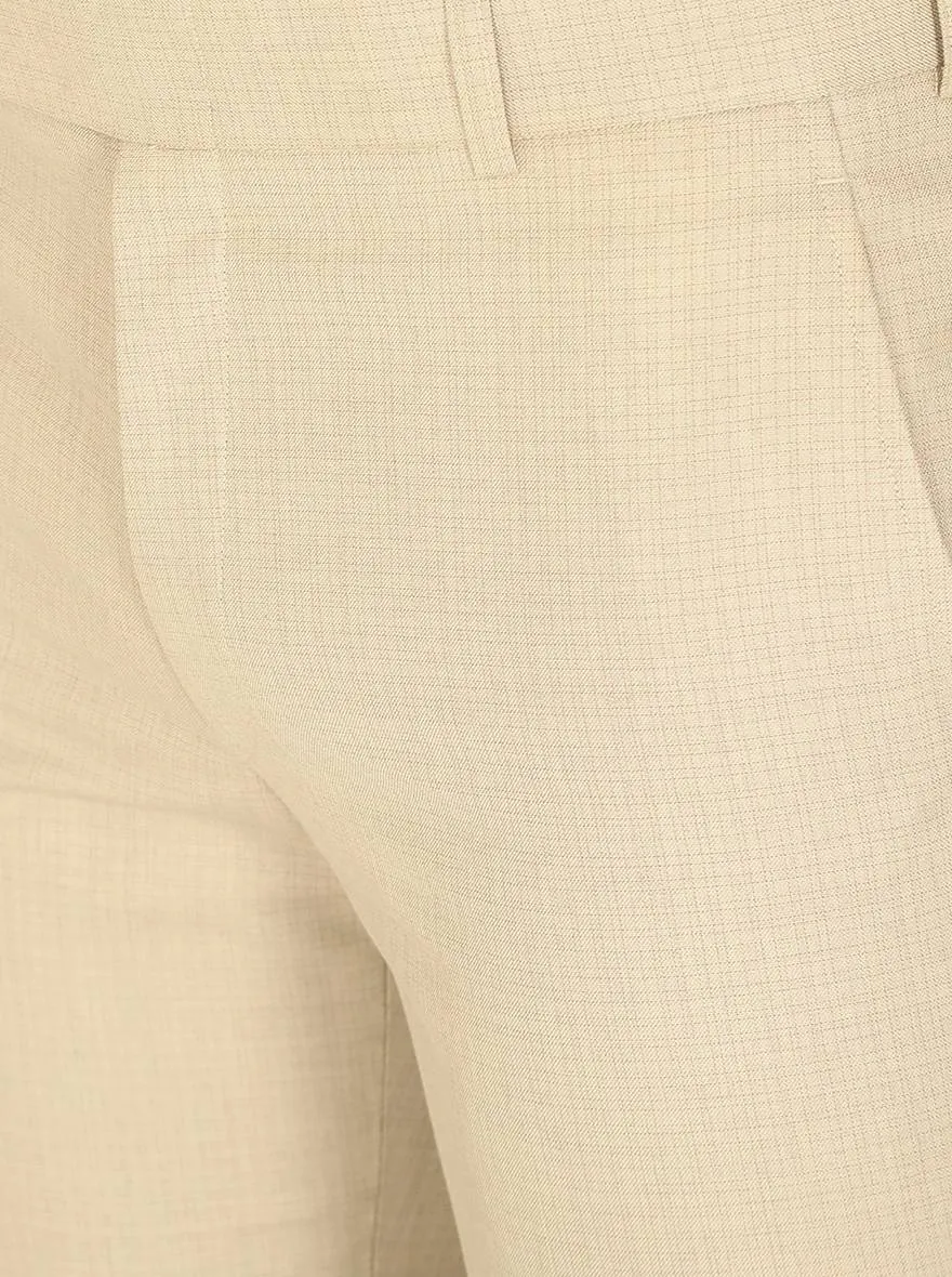 Light Beige Solid Slim Fit Formal Trouser | Greenfibre