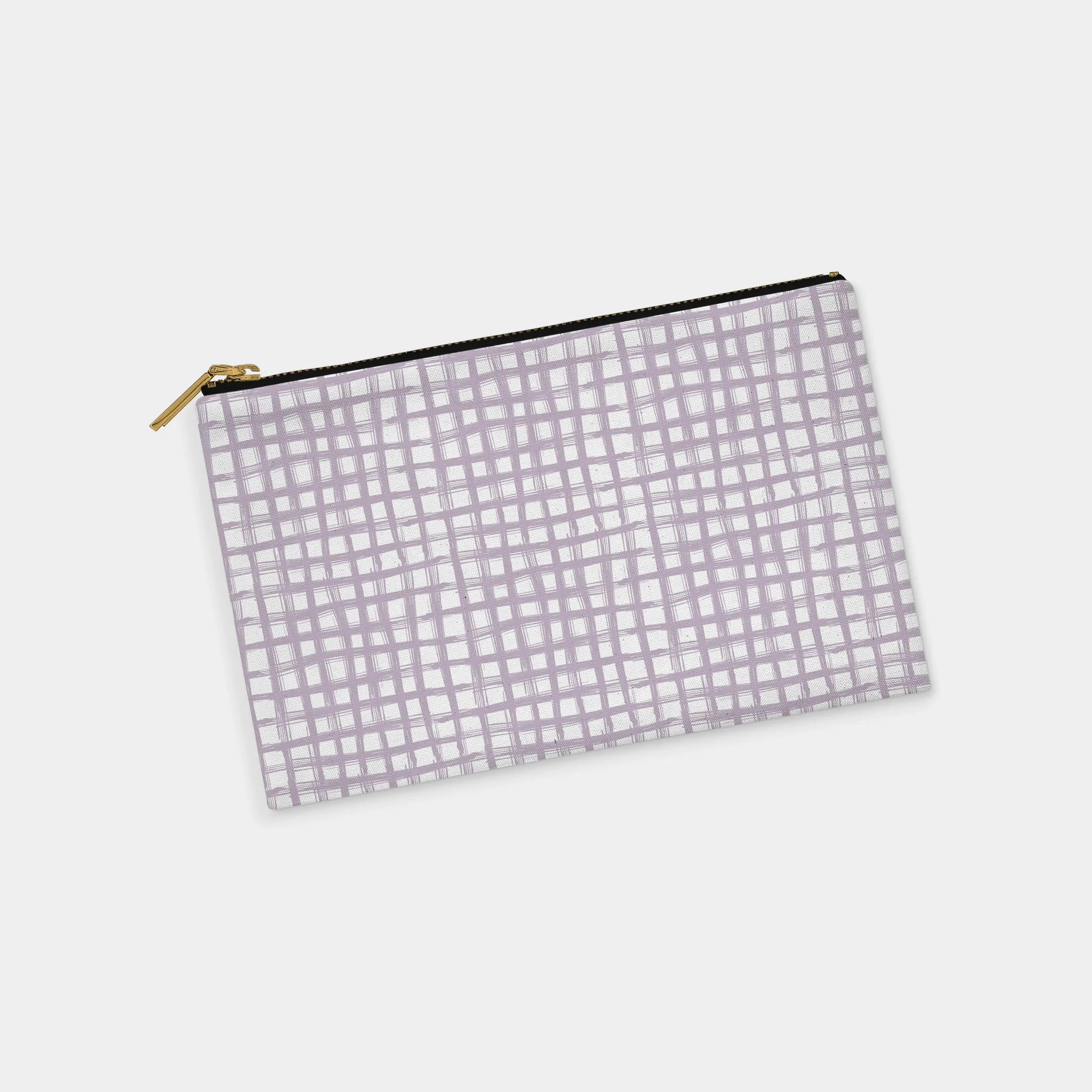 Lilac Brushstroke Plaid Personalized Zipper Pouch
