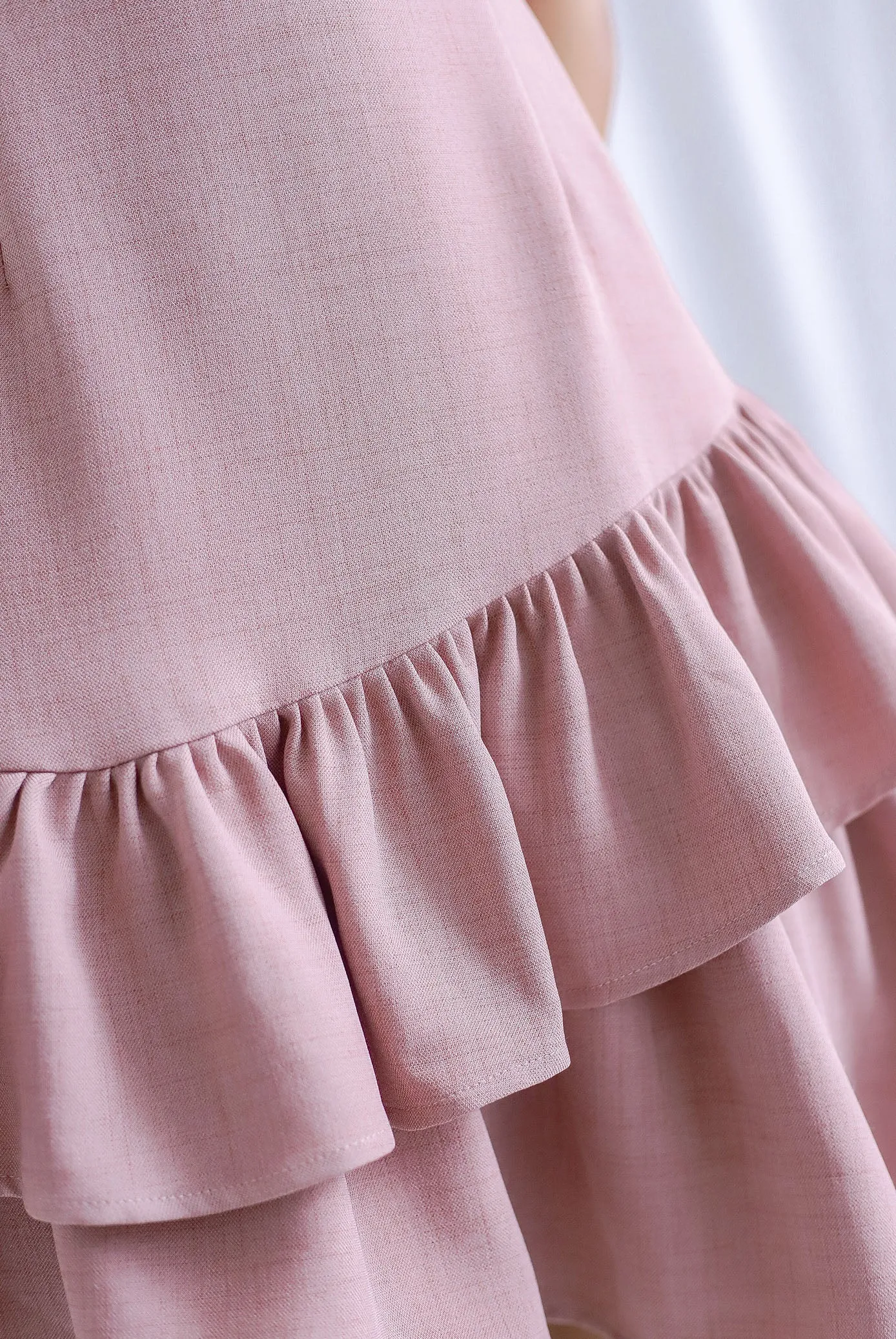 Lindea Asymm Tiered Sleeve Dress In Tea Rose
