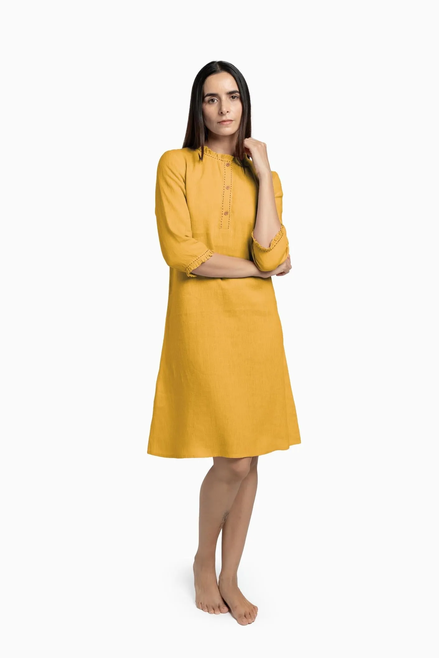Linen Amber A-Line Dress-Petal Pink